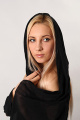Fototapeta premium Beautiful blonde on a white background