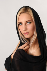 Fototapeta premium Beautiful blonde on a white background