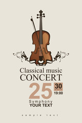 poster for a concert of classical music with violin © paseven