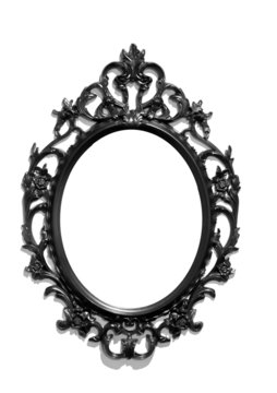 Isolated black Victorian classical mirror frame