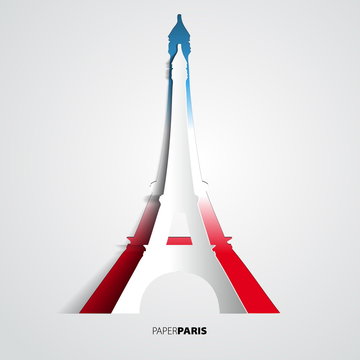 Eiffel Tower card from paper - Vector Illustration