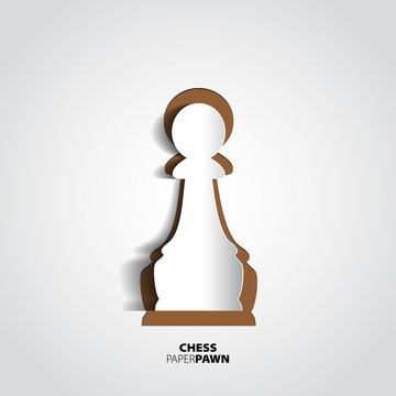 Pawn chess piece from paper - vector illustration