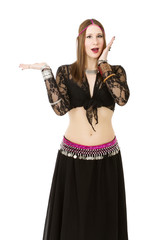 belly dancer showing copy space