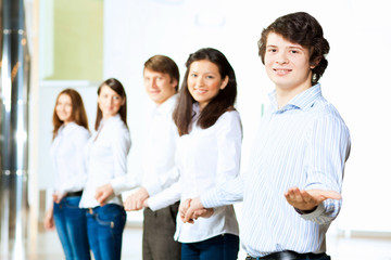 Five students smiling