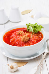 Ukrainian and russian national red borsch