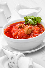 Ukrainian and russian national red borsch