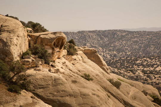 Rock formation in Dana National Park, Jordan