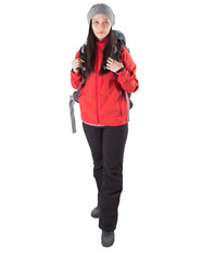 Asian Malay female with hiking attire and backpack.