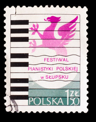 POLAND - CIRCA 1975: A stamp printed by POLAND, Polish Piano Fes