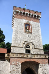 Fototapeta na wymiar gate tower of Krakow, unesco world heritage in Poland