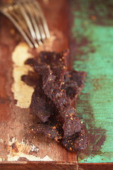 jerky beef - homemade dried cured spiced meat