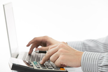 Businessman analyzing investment charts