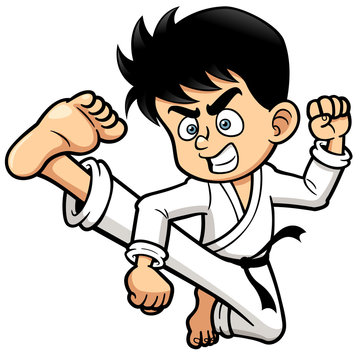 Vector illustration of Boy Karate kick