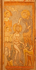 Fototapeta na wymiar Verona - Fresco of Baptism of Jesus from 12. cent.