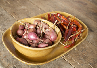 red onion and dried chilli