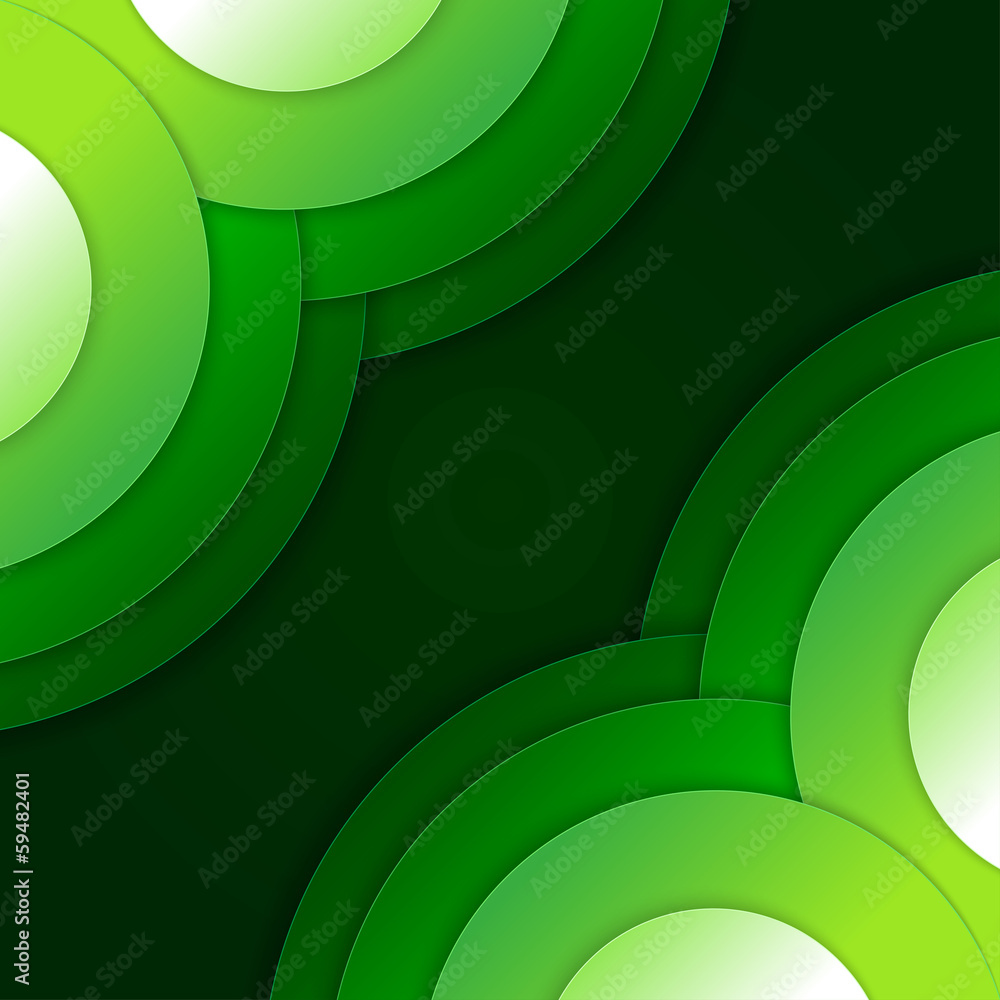 Poster abstract green paper circles vector background