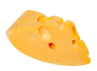 Piece of cheese on white background