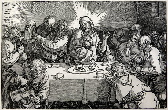 Lithography of Last supper of Christ by Albert Durer.