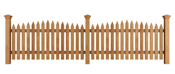 Wooden fence on white