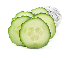 Cucumber slices isolated on white background
