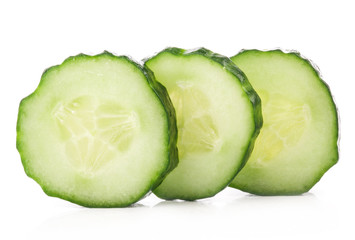 Cucumber slices isolated on white background