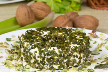 three round cheese with herbs