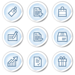 Shopping web icons set 1, light blue stickers