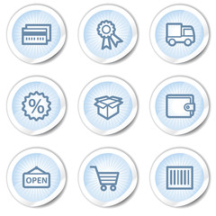 Shopping web icons set 2, light blue stickers