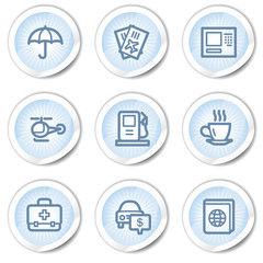 Fototapeta premium Travel web icons set 4, light blue stickers