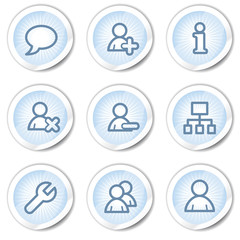Users web icons, light blue stickers