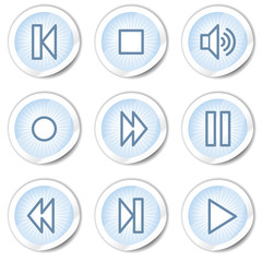 Walkman web icons, light blue stickers