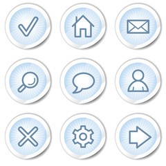 Basic web icons, light blue stickers