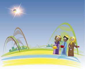 Three Kings coming to Bethlehem
