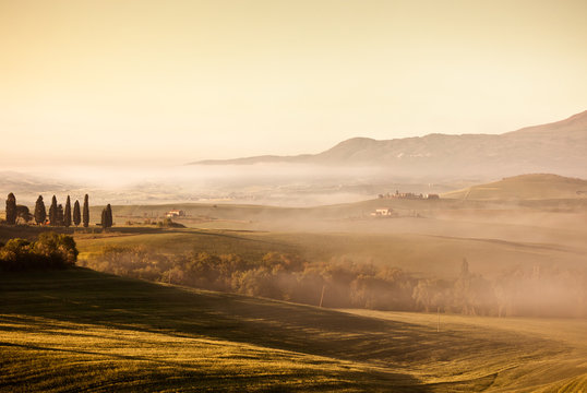 Morning fog view in Tuscany © dvoevnore