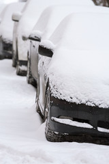 Cars after snowfall