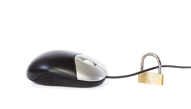 Secured computer mouse with padlock