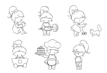 set of cute little girls