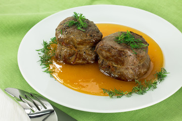 Filet mignon with sweet sauce