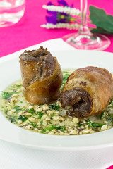 Tenderloin steak wrapped in bacon with sauce