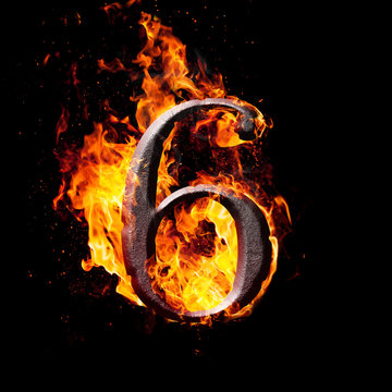 Numbers and symbols on fire - 6