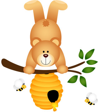 recommend clip art: Teddy Bear Upside Down in Beehive