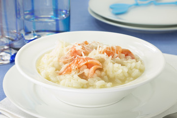 Salmon and leek risotto