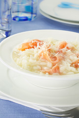 Salmon and leek risotto