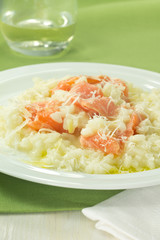 Salmon and leek risotto