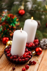Christmas decorations with a candles