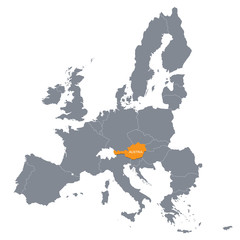map of European Union with the indication of Austria