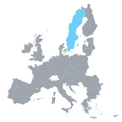 Obraz premium mapa Unii Europejskiej ze wskazaniem Szwecji