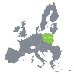 map of European Union with the indication of Poland