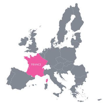 map of European Union with the indication of France