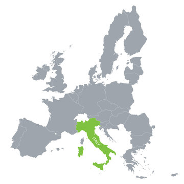 map of European Union with the location of Italy